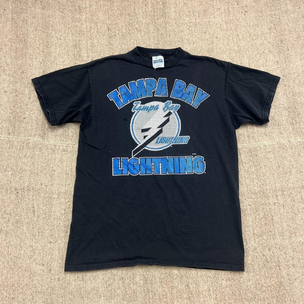 Vintage Tampa Bay Lighting Shirt Mens Large Black 1990s NHL Hockey